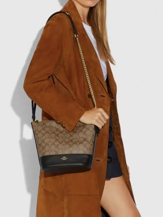 Coach Handbags - Like New Coach Signature Khaki/Black Crossbody Bag & Wallet Set